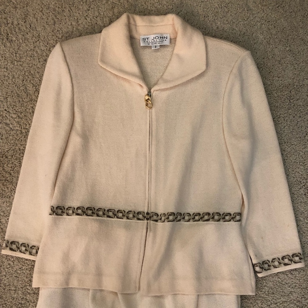 St. John Collection off white Santana knit blazer